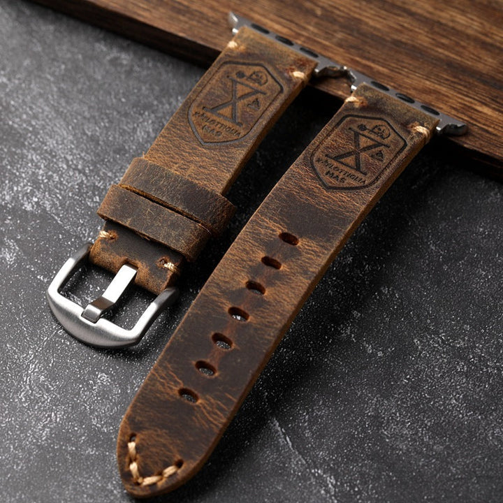 Håndlaget vintage lær-Apple-watch-armbånd