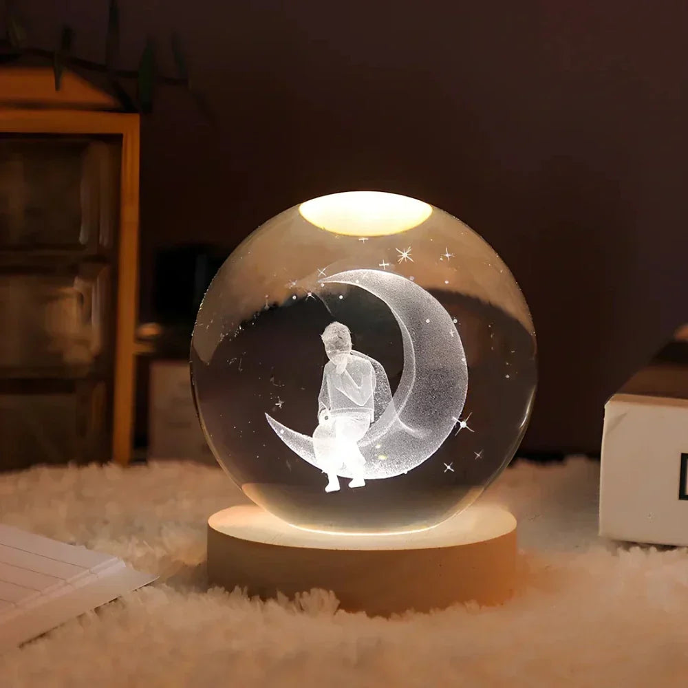 Luvikno | LED Nattlys med 3D Krystallkule