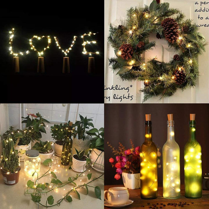 LED Vinflaske Lys Kork Nattlys DIY Dekor Hev - Bit | Luvikno