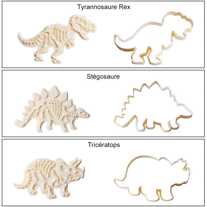 Dinosaur Kakeformer (3-pièces sett) | Luvikno