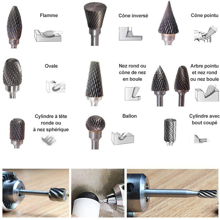 Tungsten Carbide Slipeskaft (10 PCS) | Luvikno