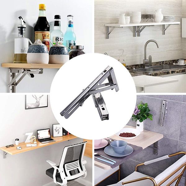 Folding Brakett | 2 sett tykke rustfrie stål sammenleggbare bordbraketter | Luvikno