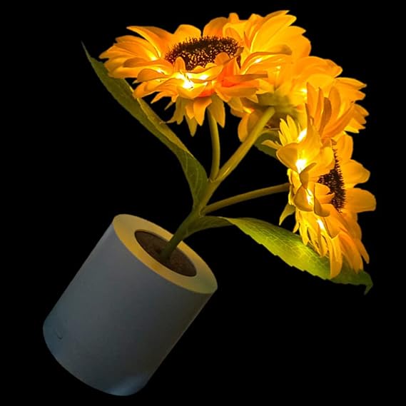 Luvikno | LED Solsikke Bordlampe - Dekorativ Belysningsinnretning for Hjemmedekorasjon & Nattbordbruk