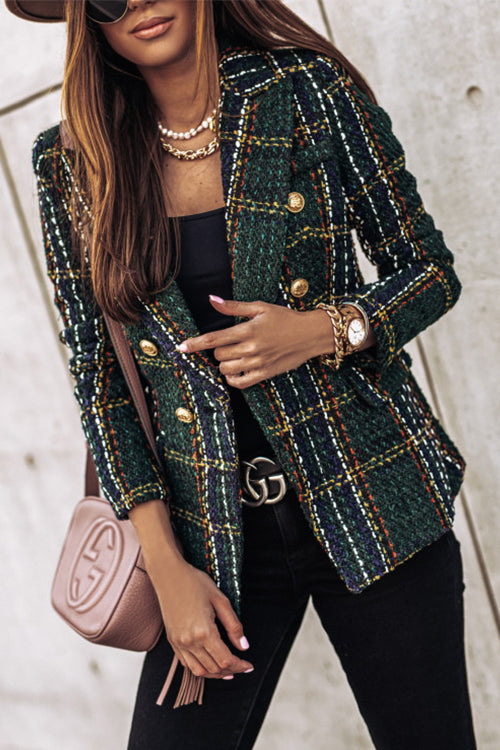 Luvik | Dobbel-rute Apen Front Rutete Blazer-jakke