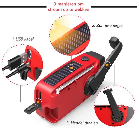 RescueReady - Kompakt Nødradio med USB-lading Luvikno