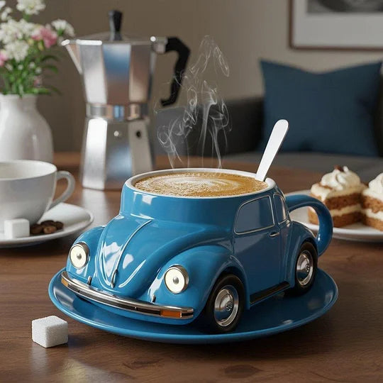 RetroAuto Keramikkopp – Unik 3D-design for kaffe og te | Luvikno