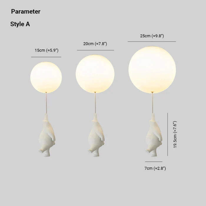 Barnelysest lampe med bjørn og ballong - CloudBear | Luvikno
