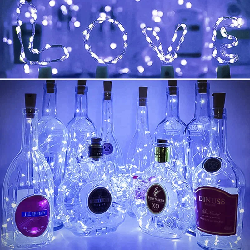LED Vinflaske Lys Kork Nattlys DIY Dekor Hev - Bit | Luvikno