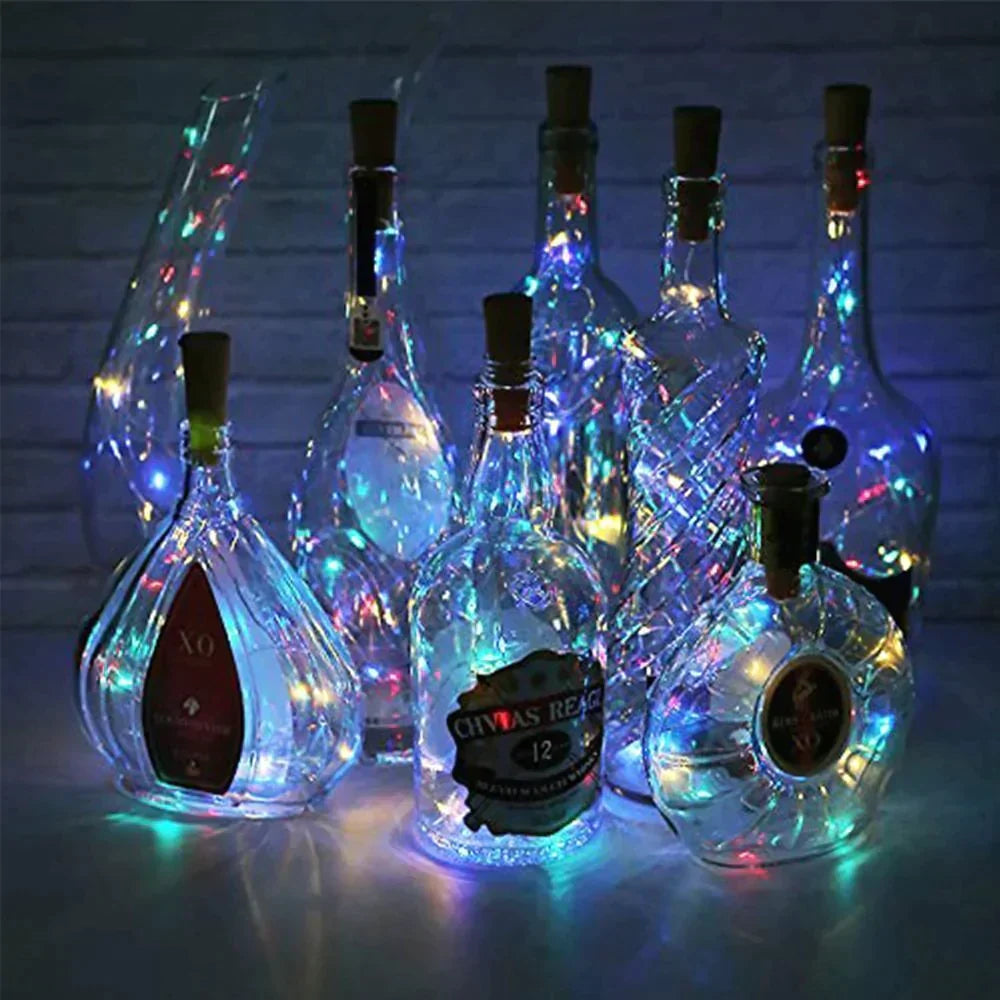 LED Vinflaske Lys Kork Nattlys DIY Dekor Hev - Bit | Luvikno