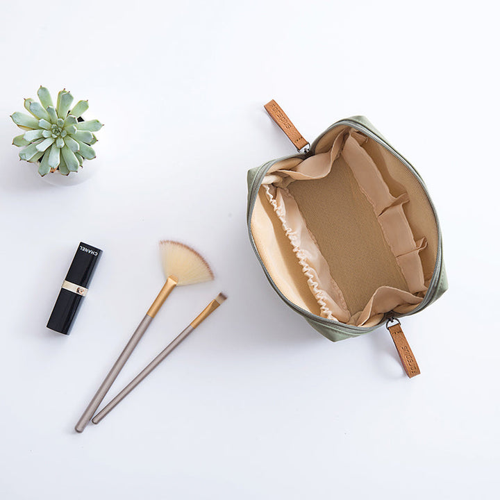 Solid Color Cosmetic Case with Double Zipper | Luvikno