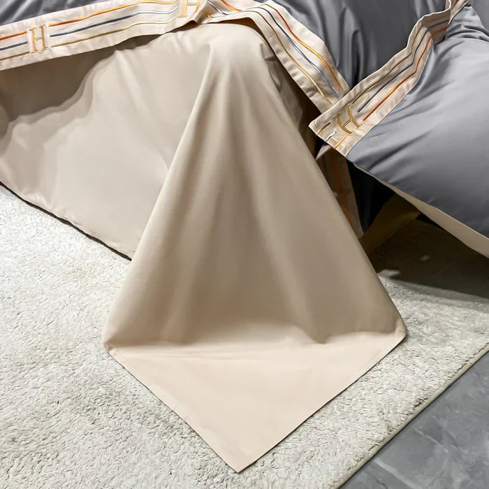 Satin Bomull Brodert Sengetøy Sett - Luxora | Luvikno