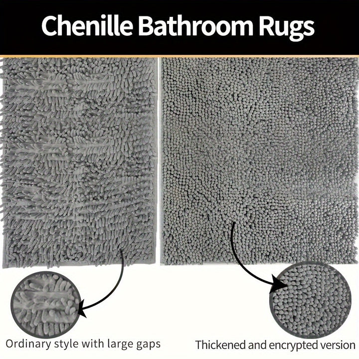 Rund LuxeChen Badmat Ultra-Myk Chenille – Antiskli & Hur tørk | Luvikno