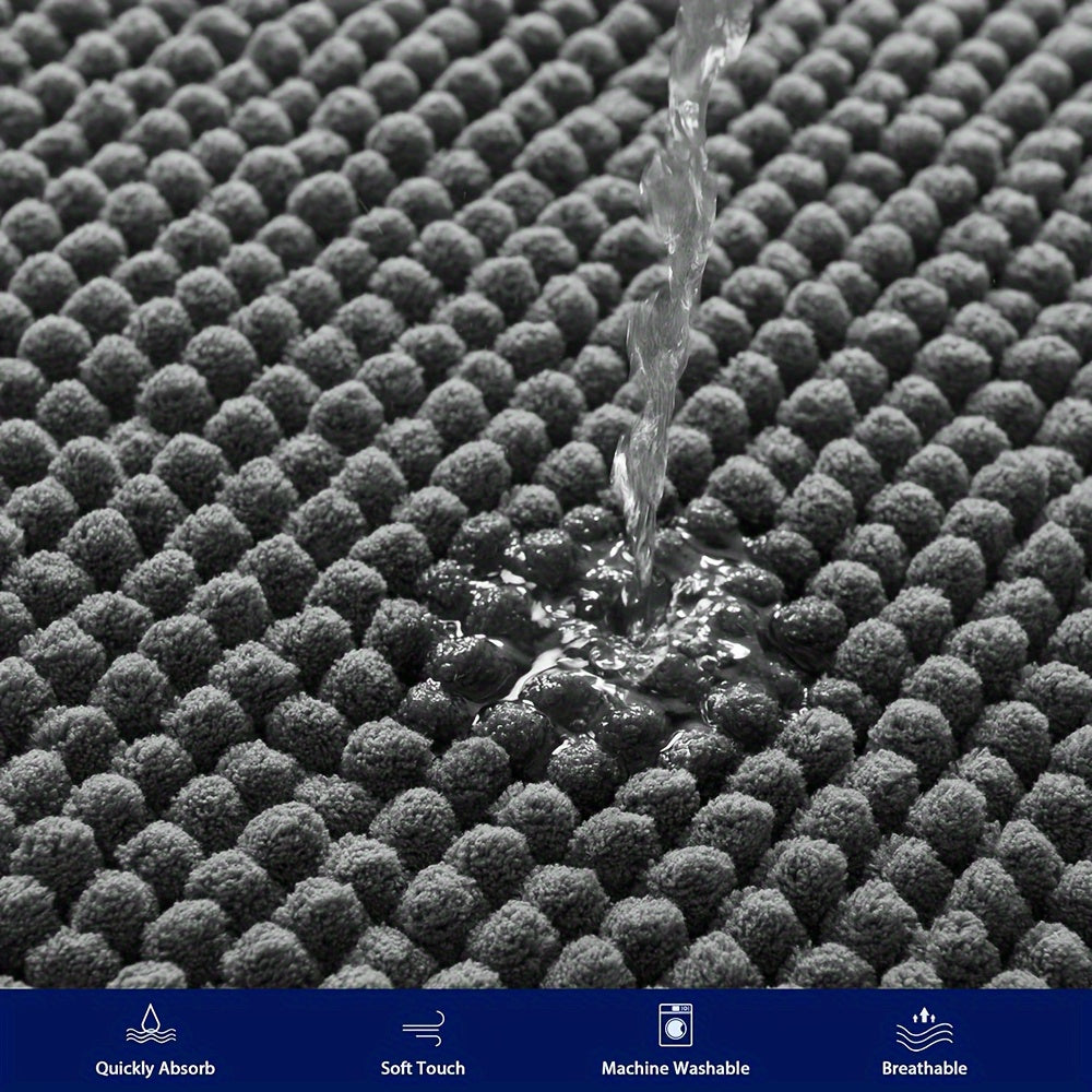 Rund LuxeChen Badmat Ultra-Myk Chenille – Antiskli & Hur tørk | Luvikno