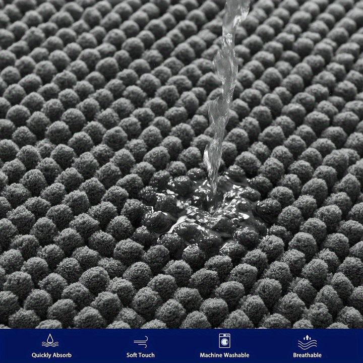 Rund LuxeChen Badmat Ultra-Myk Chenille – Antiskli & Hur tørk | Luvikno