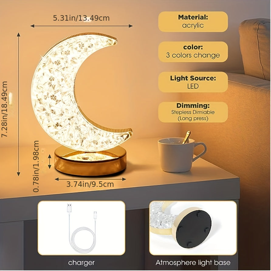 CrystalGlow lampe - dimbar bordlampe med berøringsskål