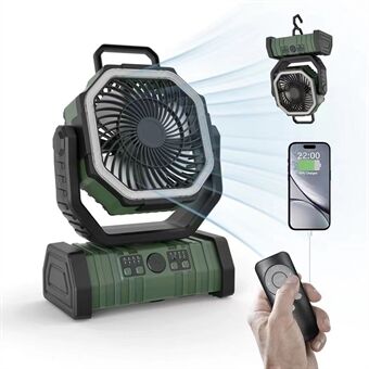 PowerBreeze Campingvifte med LED & Powerbank – 20000mAh, roterbar & oppladbar | Luvikno