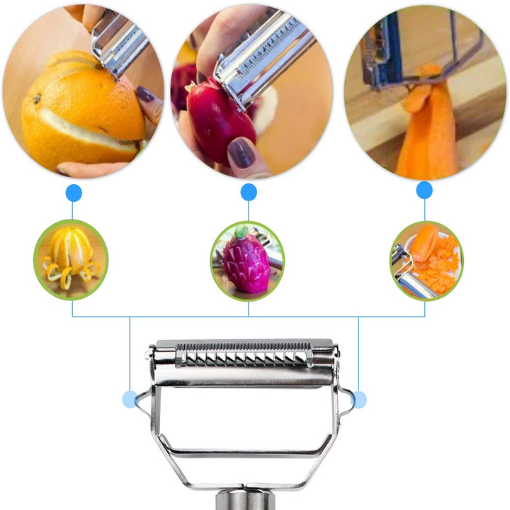 Ultra Sharp Rustfritt Stål Multi-funksjon Grønnsaksskreller & Julienne Cutter | Luvikno