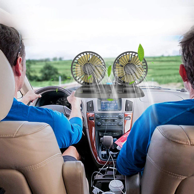 Mini svingbar vifte med dobbelt hode for bilen | luvikno