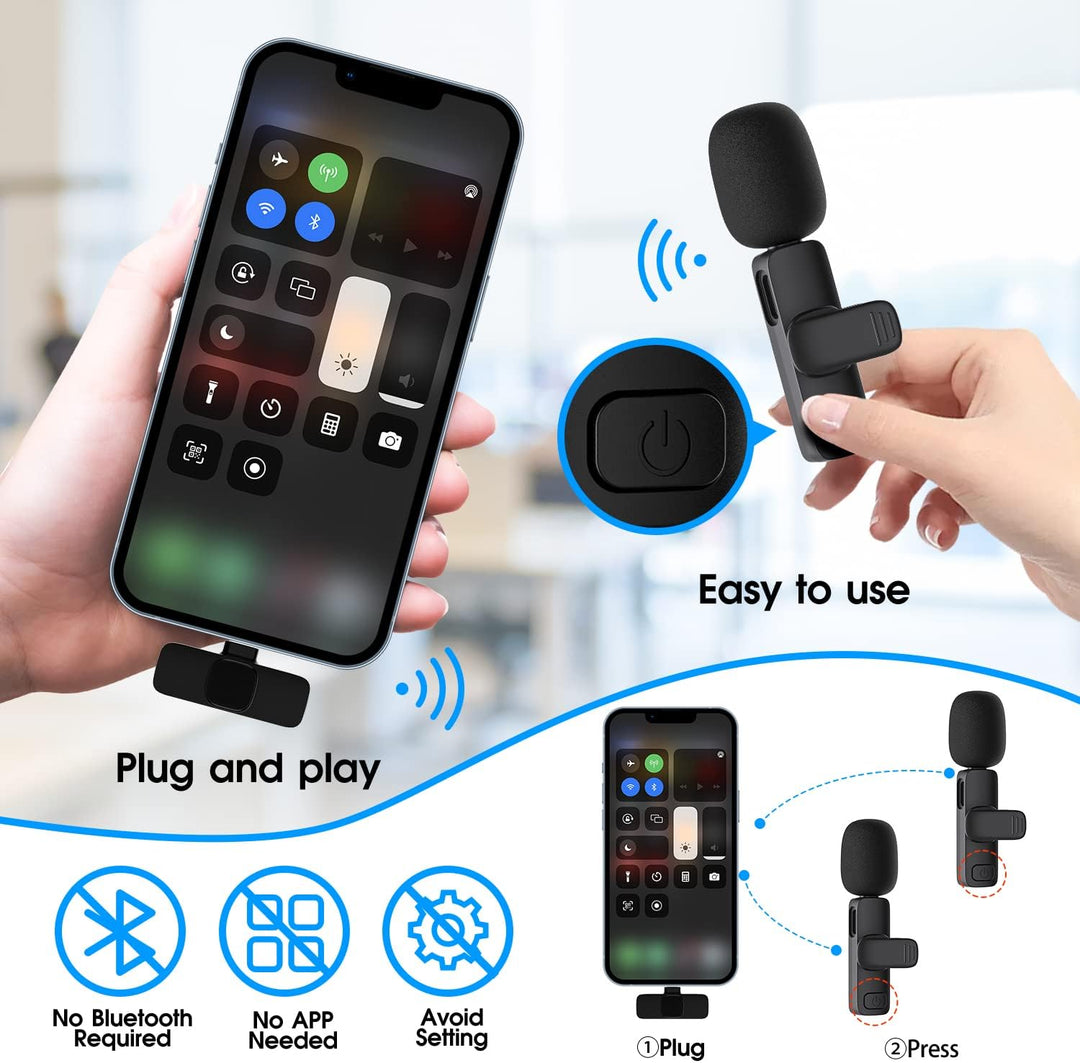 Luvikno | 2-Pack Trådløs Mikrofon for iPhone iPad