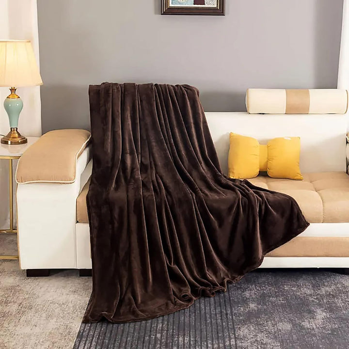 Fleece Stor Sofa Kaste Lettvekt Fuskepels Teppesett