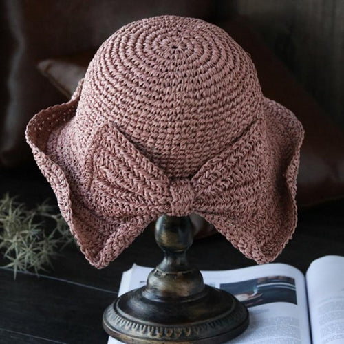 Luvikno | Retro Foldable Straw Hat with Bow