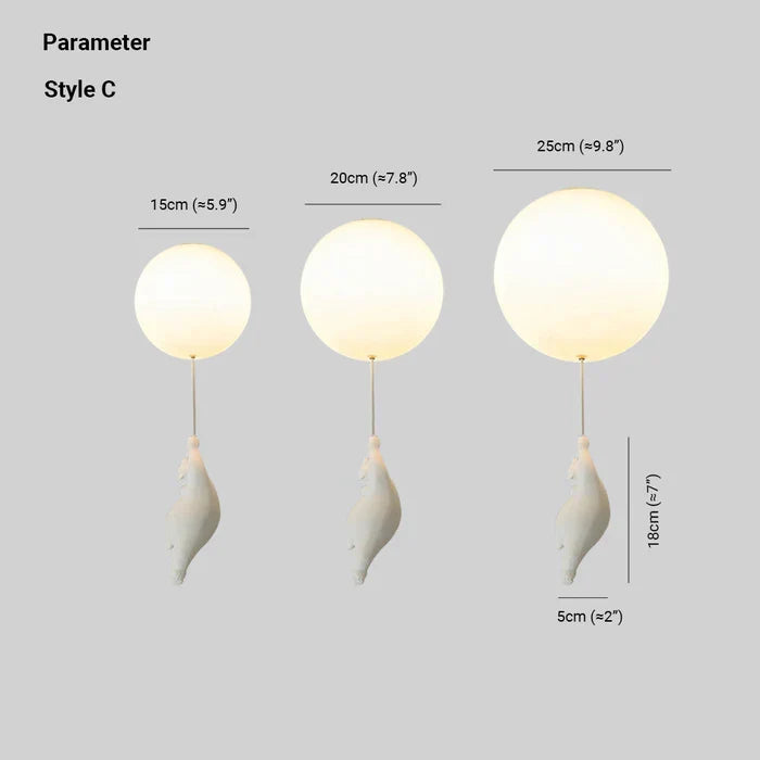 Barnelysest lampe med bjørn og ballong - CloudBear | Luvikno