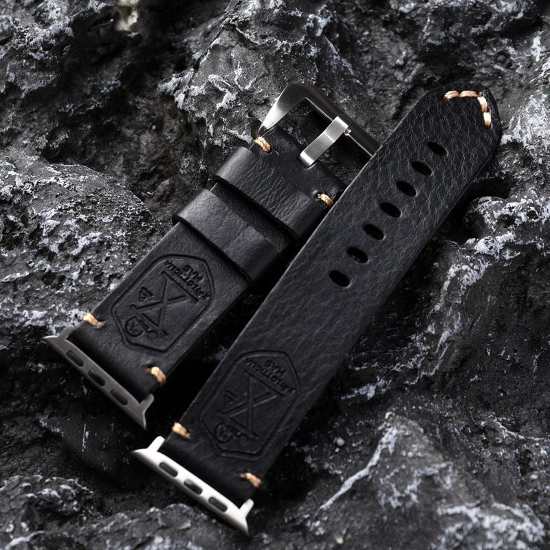 Håndlaget vintage lær-Apple-watch-armbånd