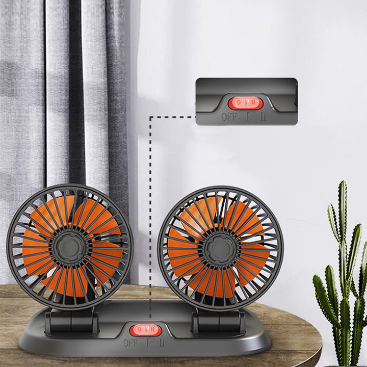 Mini svingbar vifte med dobbelt hode for bilen | luvikno