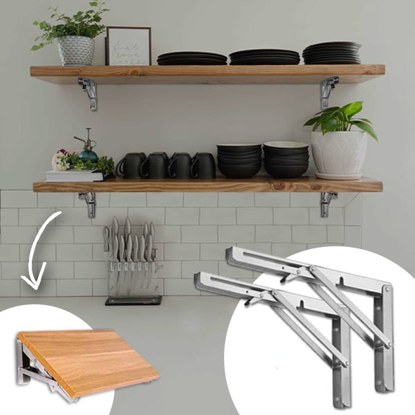 Sammenleggbar brakett | 2 sett tykk rustfritt stål sammenleggbar bordbrakett | Luvikno