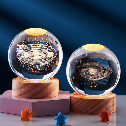 3D Krystall Ball Nattlampe Luvikno