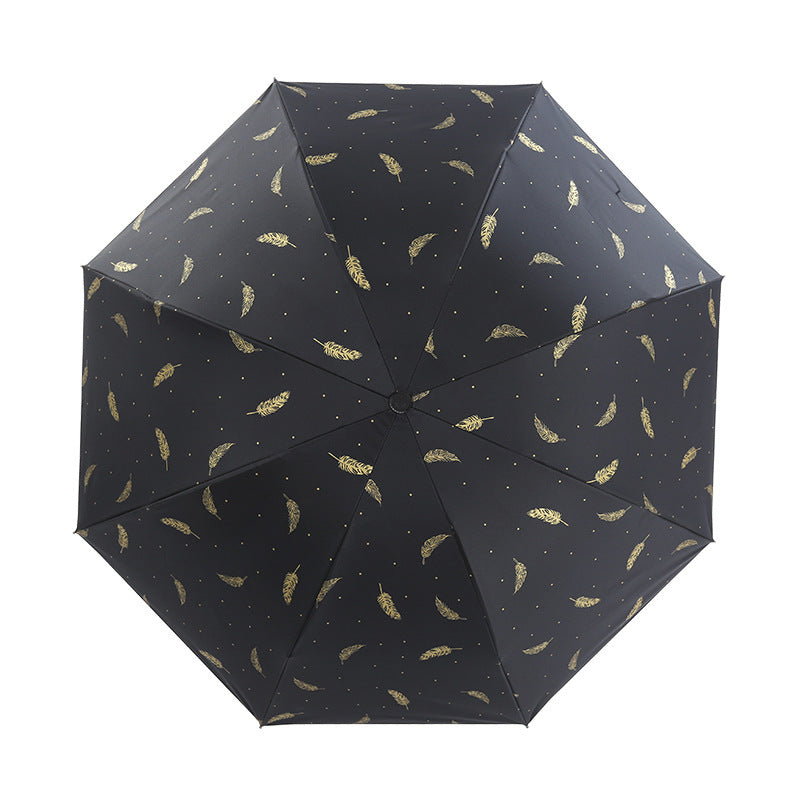 Damen Automatic Falt-Regenschirm mit elegantem Federdesign Luvikno