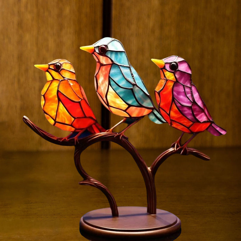 Fargede Glass Ornamenter Fugl på Greiner | Luvikno