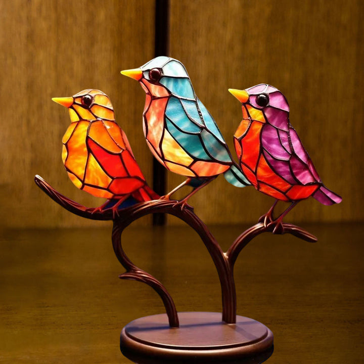 Fargede Glass Ornamenter Fugl på Greiner | Luvikno