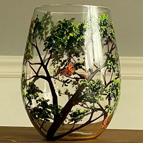 Fire årstider tre vinglass - Håndmalt kunst