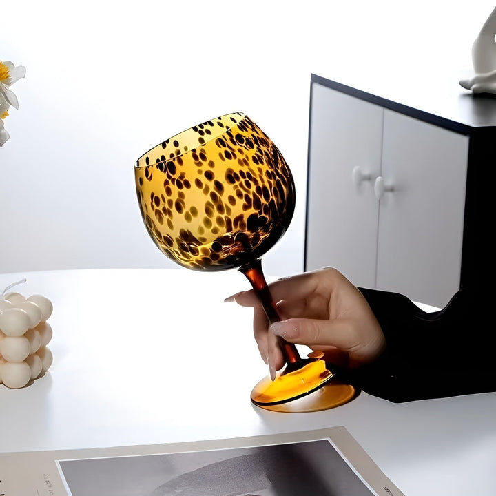 Set med 2 vinglass i leoparddesign – vintage utseende & dekorativ | Perfekt for spesielle anledninger | Luvikno