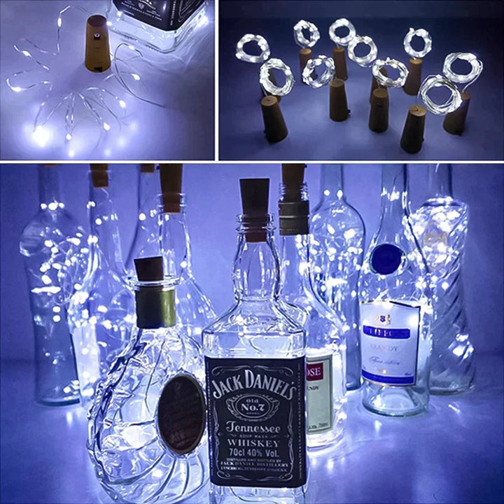 LED Vinflaske Lys Kork Nattlys DIY Dekor Hev - Bit | Luvikno