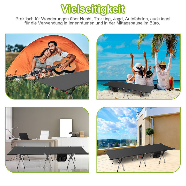 Folding Bed Black Camping Bed Høydejusterbar | Luvikno