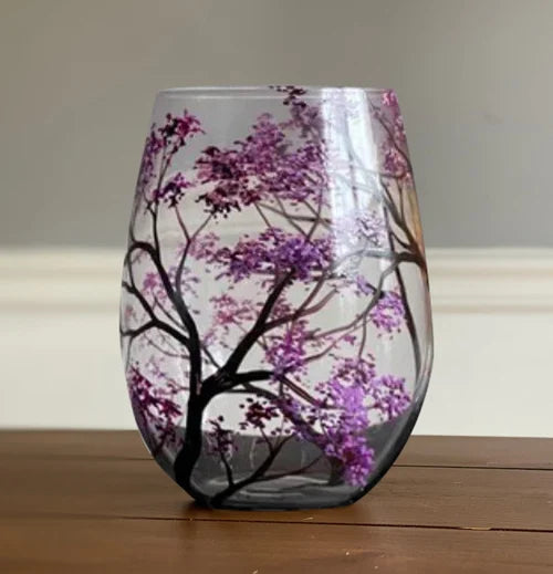 Fire årstider tre vinglass - Håndmalt kunst