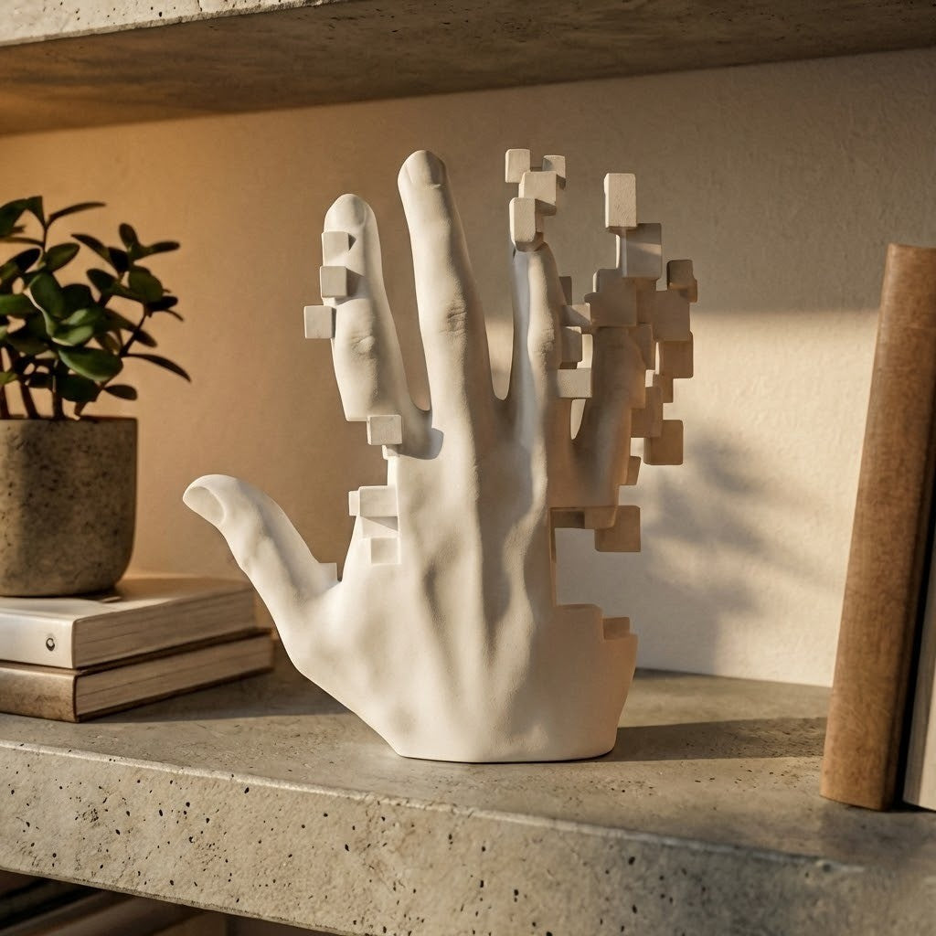 Pixel Palm Mosaic Sci-Fi Skrivebord Dekor | Luvikno