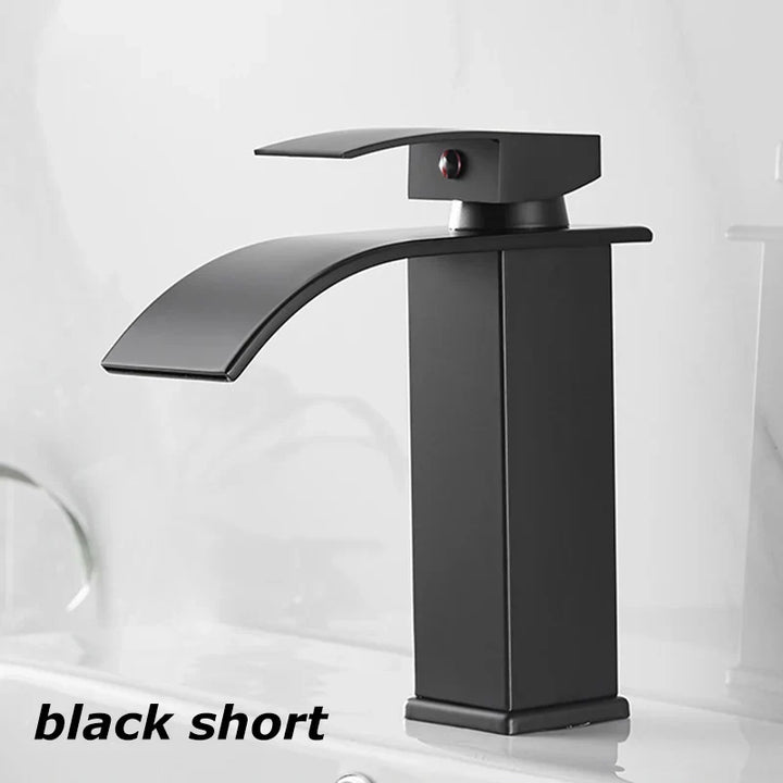 Luvikno | Vannfall Vanity Tap Aqualis Noir | Rustfritt Stål | Varmt & Kaldt Vann | For Bad & Gjestetoalett