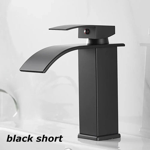Luvikno | Vannfall Vanity Tap Aqualis Noir | Rustfritt Stål | Varmt & Kaldt Vann | For Bad & Gjestetoalett