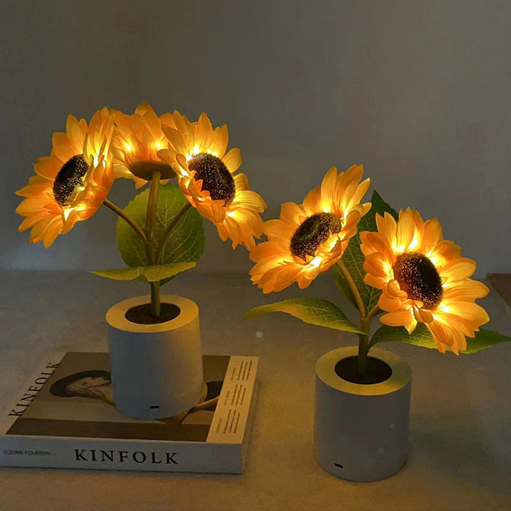 Luvikno | LED Solsikke Bordlampe - Dekorativ Belysningsinnretning for Hjemmedekorasjon & Nattbordbruk