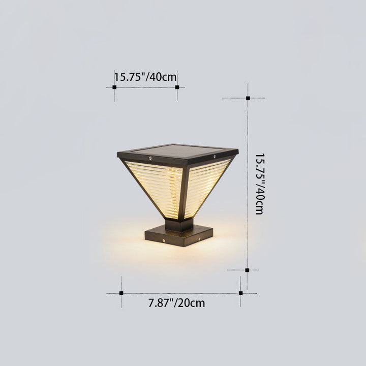 Moderne Minimalistisk Solvannslippende Firkantet Prismatic Rustfritt Stål Glass LED Utendørs Lys For Terrasse | Luvikno