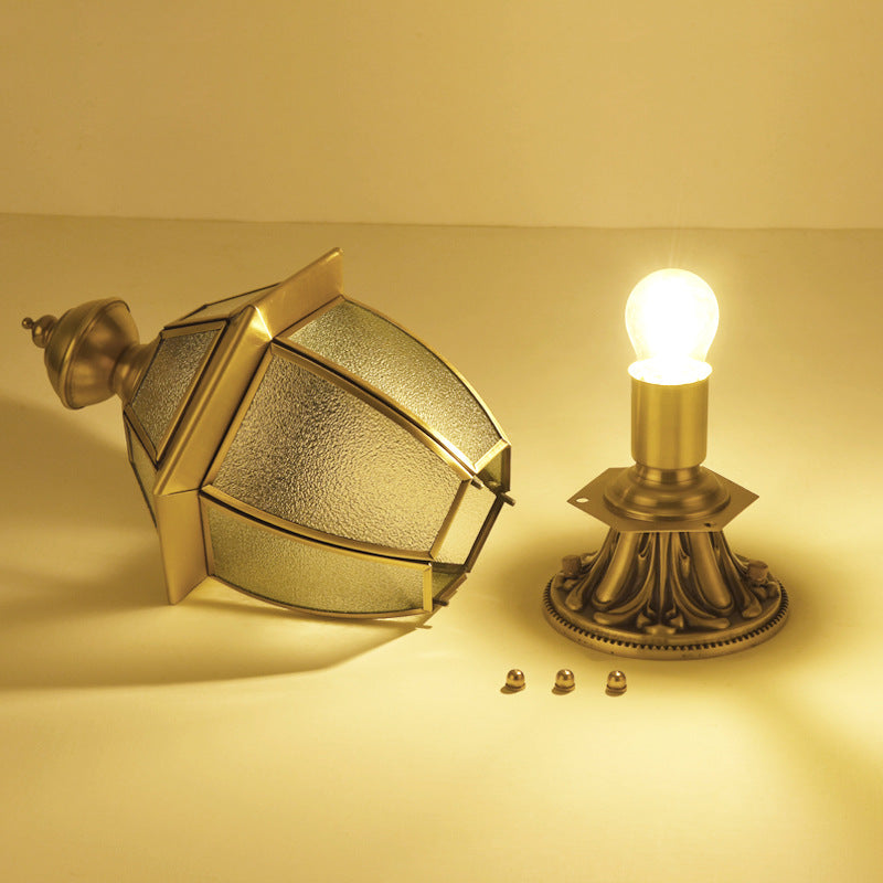 Moderne Luksus Hexagonal Klokke Rund Glass Messing 1-Lys Utendørs Lys For Hage | Luvikno