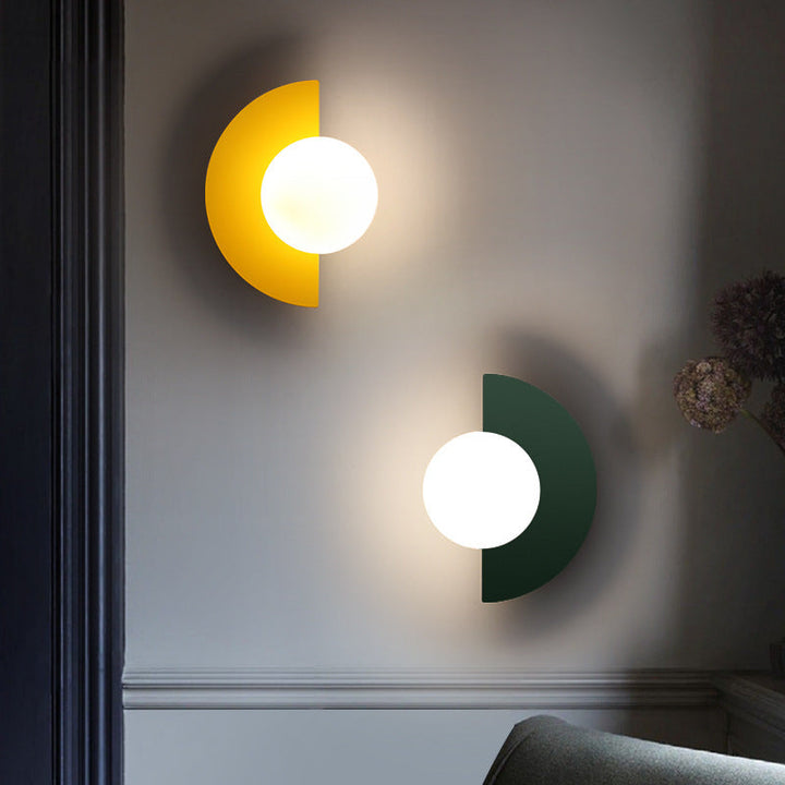 Glass Globe Wall Light with Colourful Base Luvikno