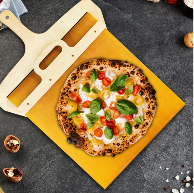Gleide pizzaskuff | Lett å ta opp med non-stick-overflate | Tre