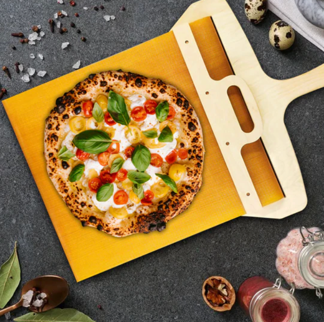 Gleide pizzaskuff | Lett å ta opp med non-stick-overflate | Tre