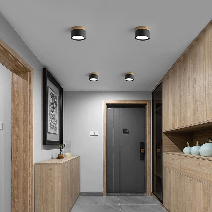 Taklampe med rosa flush trefinish Luvikno