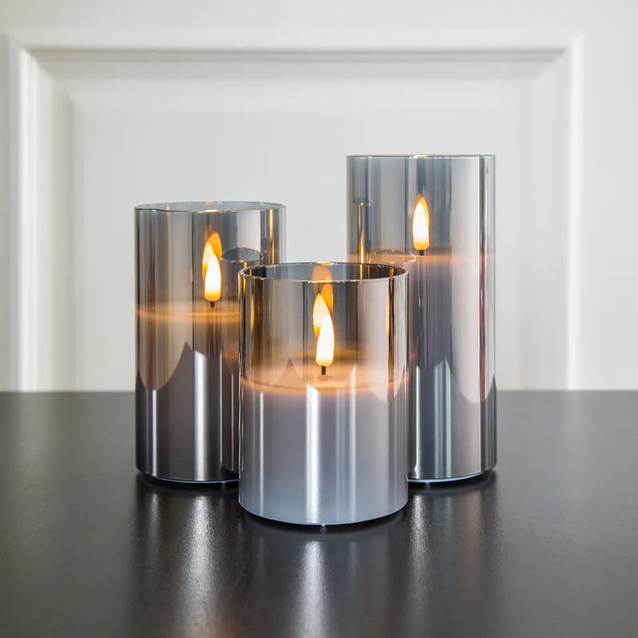 LED Stearinlys Glass Flammeløs Sett Luvikno