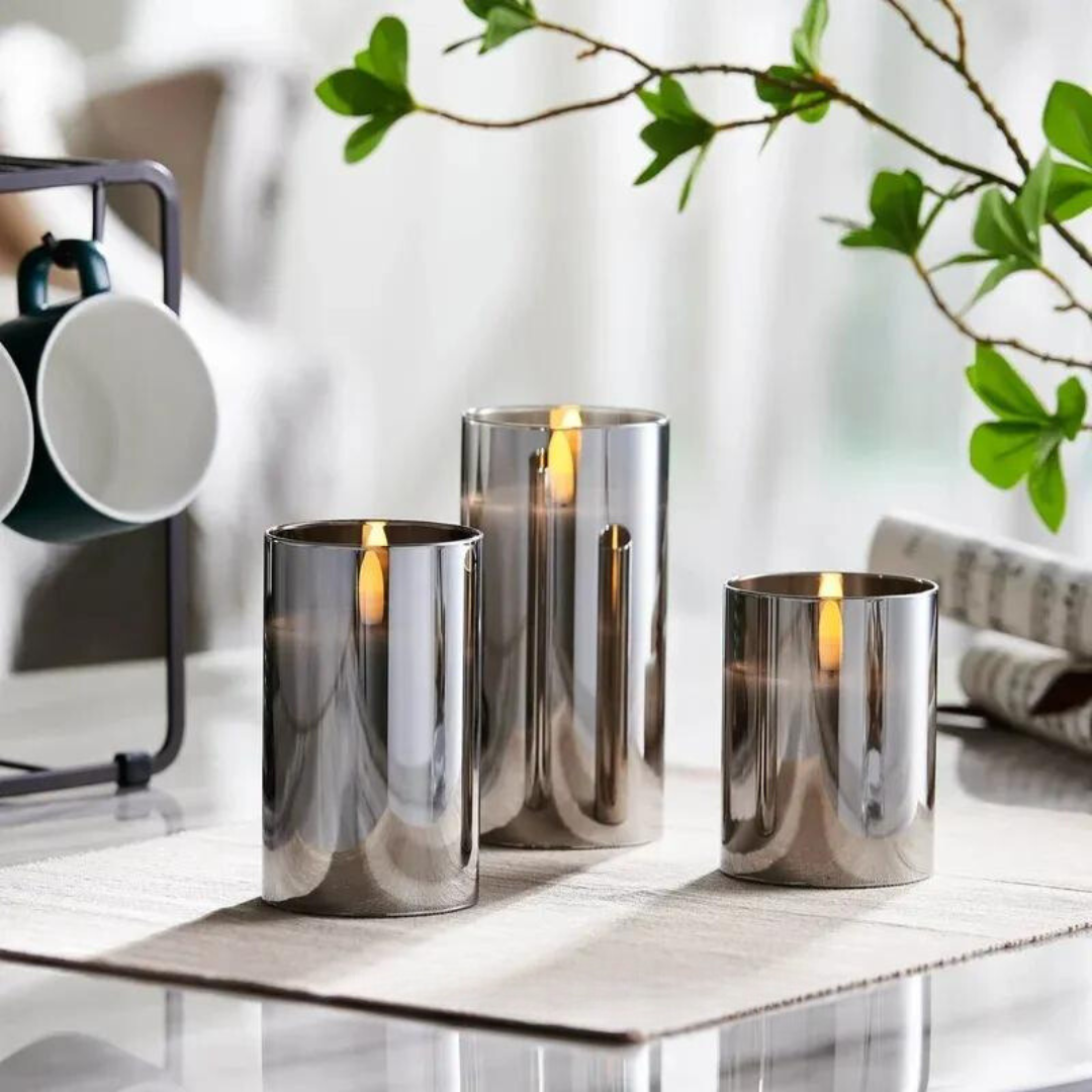 LED Stearinlys Glass Flammeløs Sett Luvikno